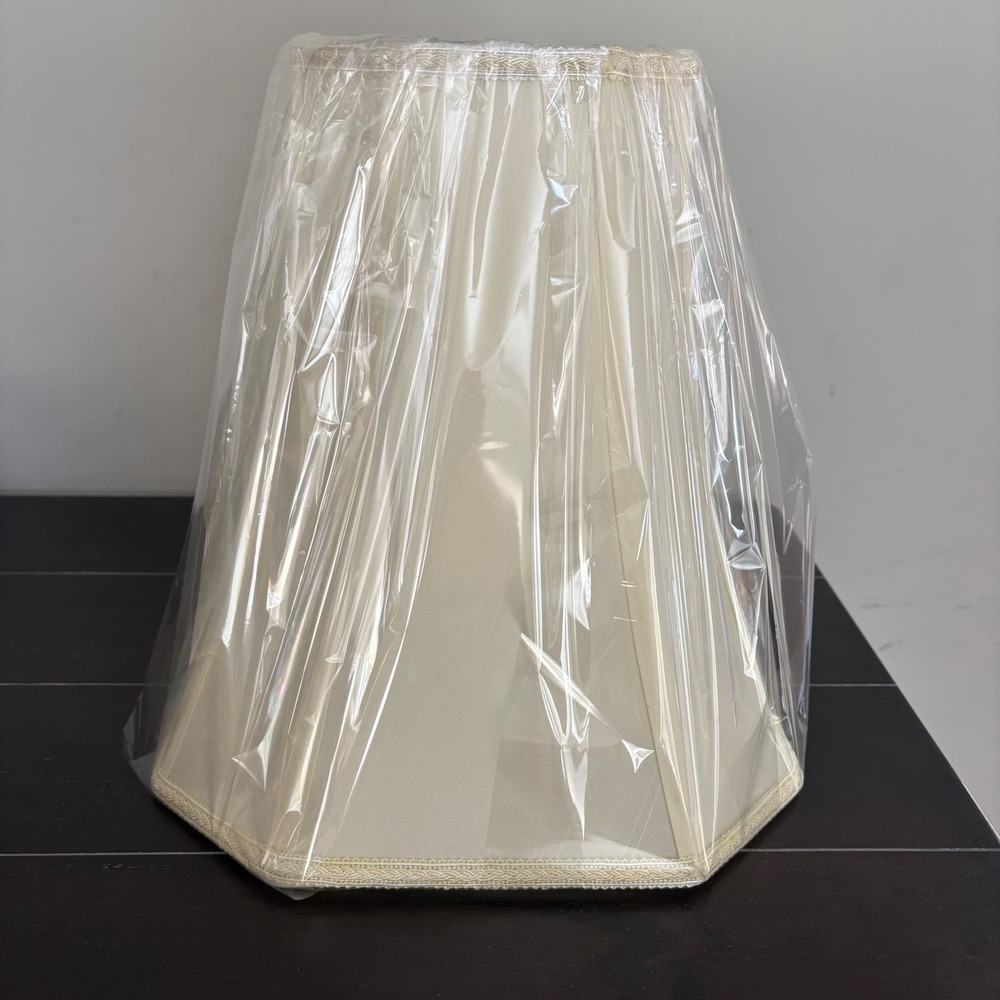 Cream Hexagonal Bell Lamp Shades with Braided Trim | SET OF 2 | Spider Fitter - Picture 7 of 16